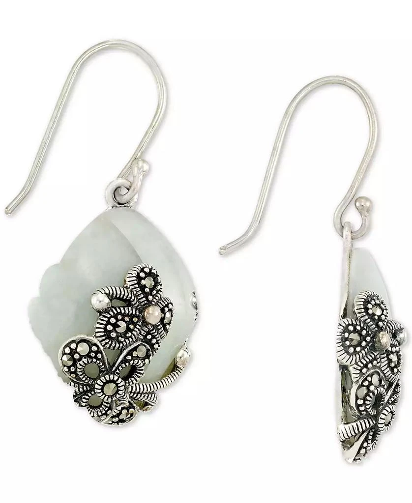 Shop Jade (15 x 20 x 4mm) Marcasite Flower Drop Earrings in