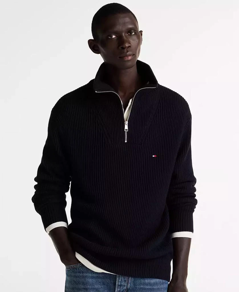 Tommy Hilfiger Men's Nautical Chunky Ribbed Quarter-Zip Sweater 1