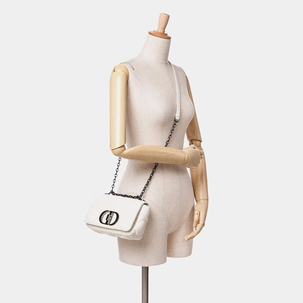 Dior Dior White Small Lambskin Macrocannage Caro Bag 8