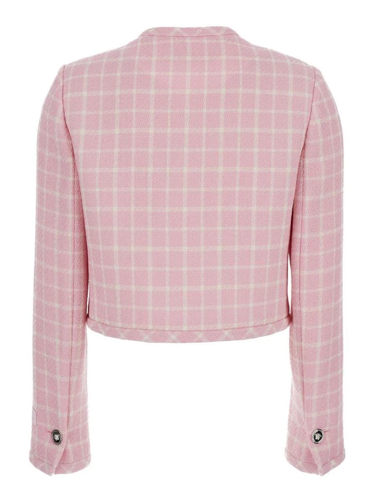 Versace Pink Checked Tweed Jacket With Medusa Head Buttons In Wool Blend Woman 2