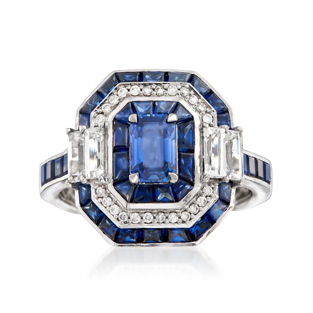 Ross-Simons Ross-Simons Sapphire Ring With Diamond Accents in 14kt White Gold 6