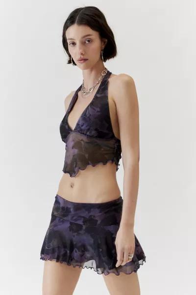 Urban Outfitters UO Tink Mesh Halter Top & Micro Mini Skirt Set