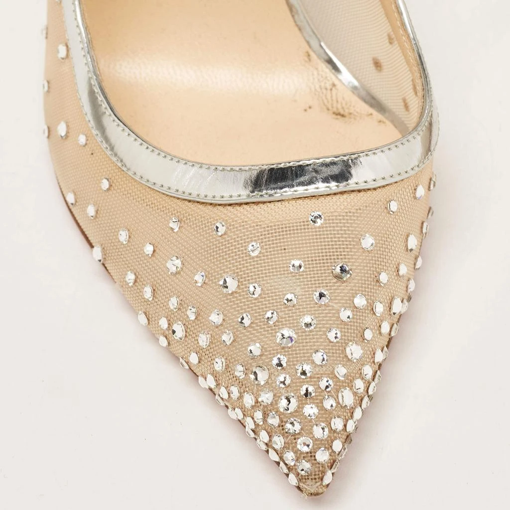 Christian Louboutin Christian Louboutin Silver Leather and Mesh Twistissima Strass Pumps Size 40.5 7
