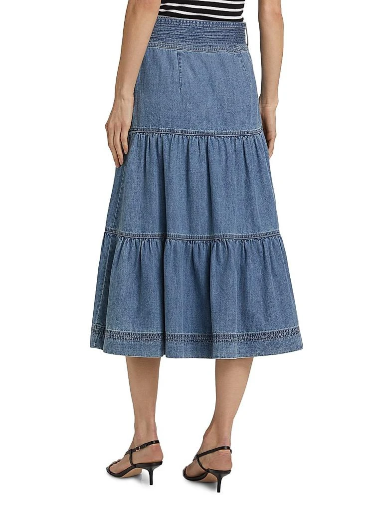 VERONICA BEARD Armida Cotton Tiered A-Line Midi-Skirt 5
