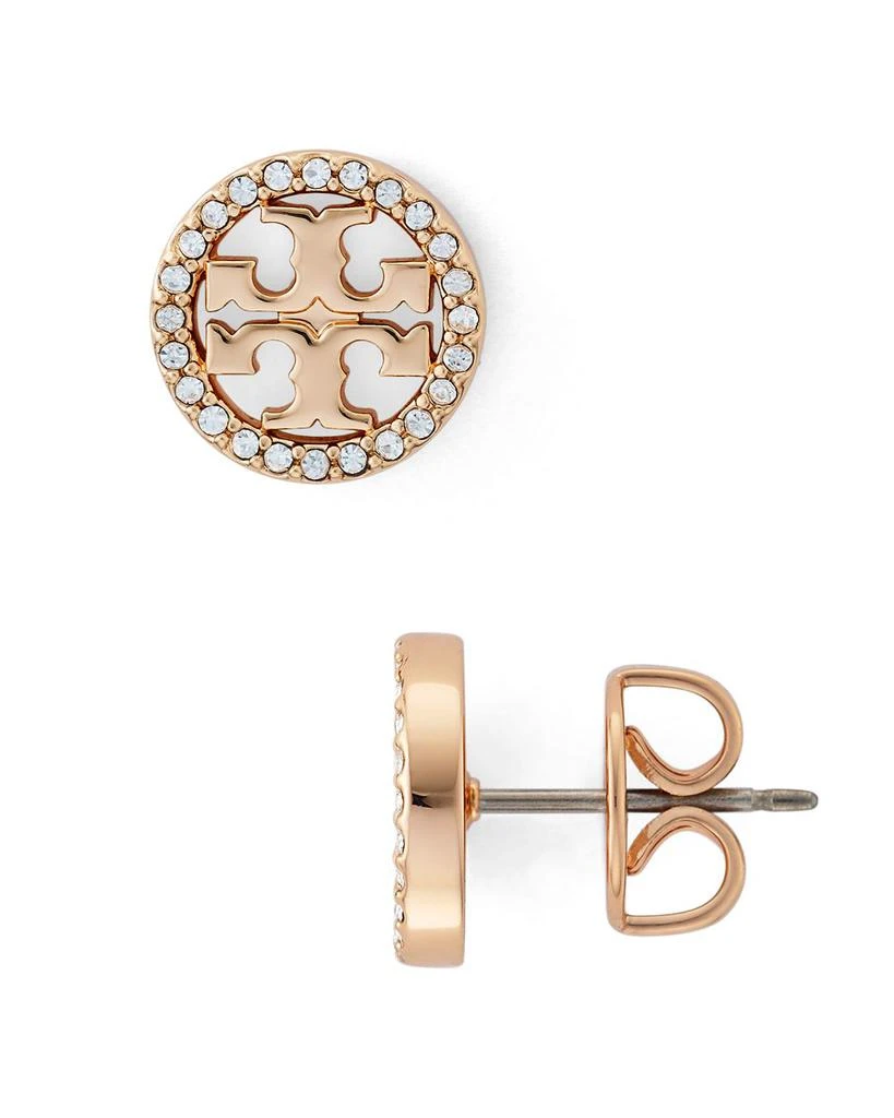 Tory Burch Crystal Circle Logo Stud Earrings 1