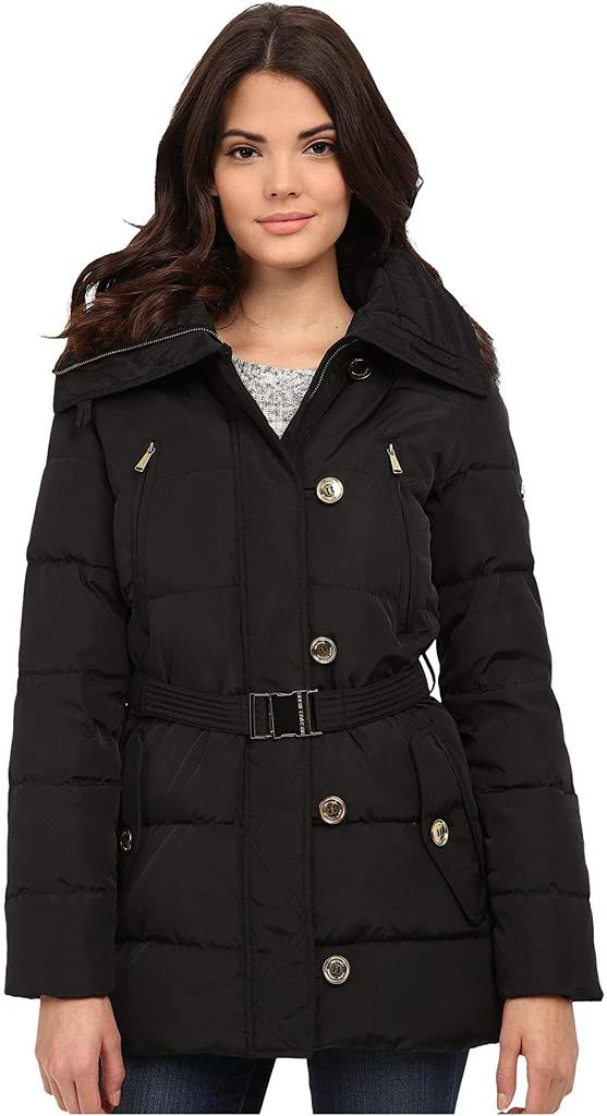 MICHAEL Michael Kors Michael Kors Fur Trim Hooded Down Coat-Black 2