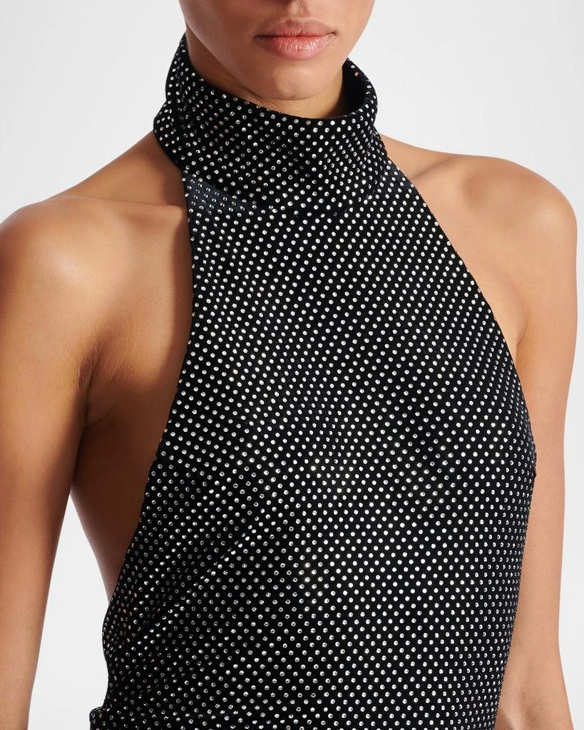 Balmain Crystal Velvet Halter Slit Maxi Dress 5