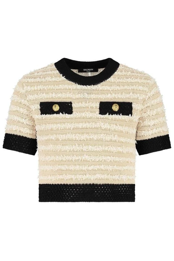 Balmain Balmain Kids Button Detailed Straight Hem Knitted Top 1