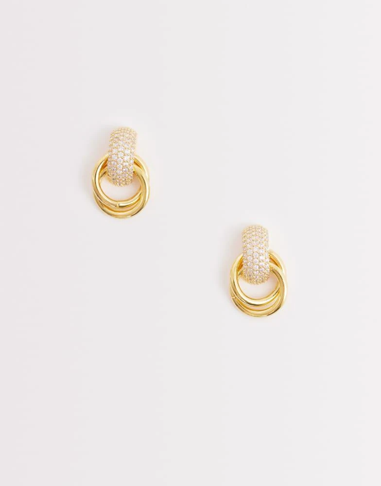 Orelia Orelia pave interlocking earrings in 18k gold plated