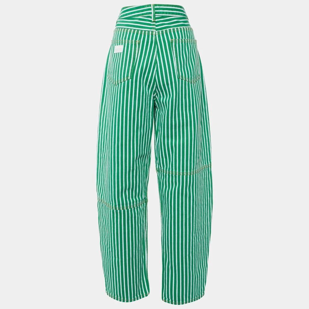 Ganni Ganni Green Striped Cotton Stary Baggy Jeans L/Waist 33" 2