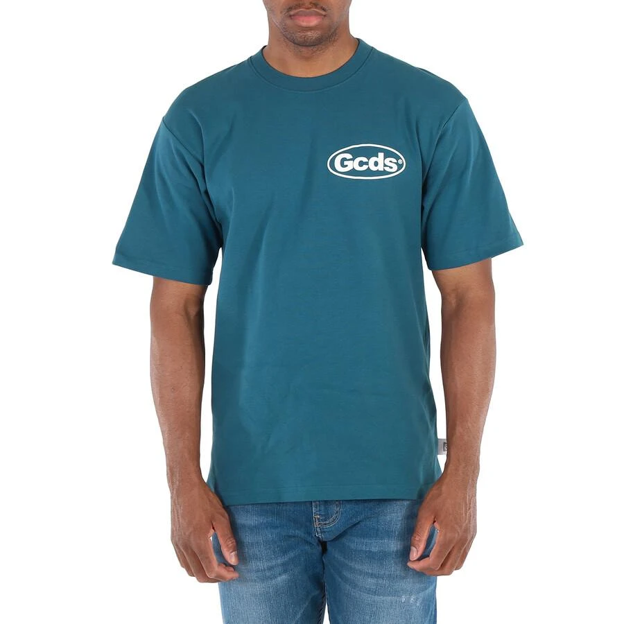 GCDS Men's Teal Shop List Cotton T-shirt 1