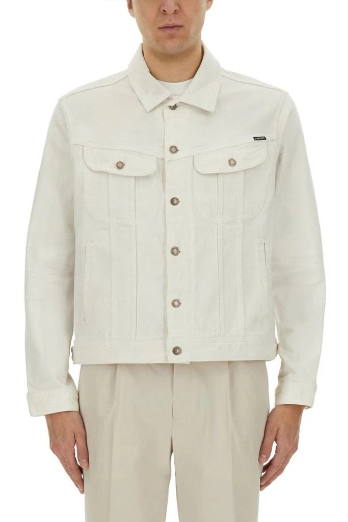 Tom Ford Tom Ford Logo Patch Buttoned Denim Jacket 1