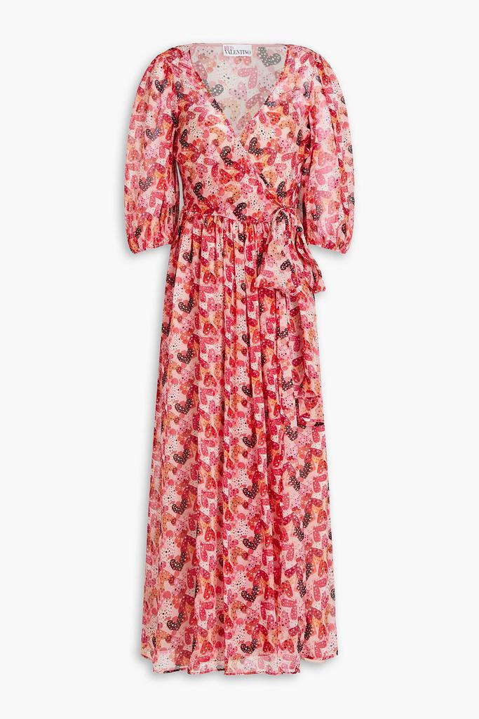 RED Valentino Printed silk-voile midi wrap dress