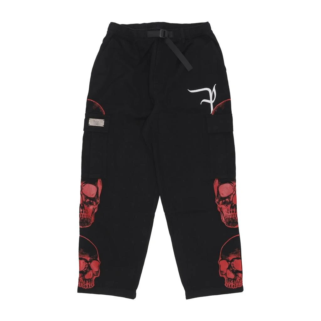 PHOBIA Long Men
s Triple Skull Print Cargo Pants Black/red 1