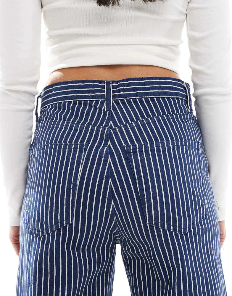 Pull&Bear Pull&Bear striped baggy jeans in blue 4
