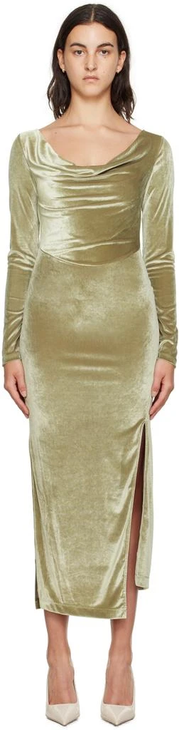 Helmut Lang Khaki Asymmetrical Maxi Dress 1