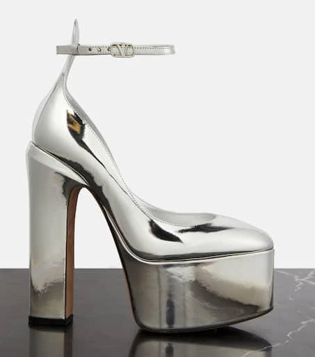 Valentino Tan-Go 155 metallic leather platform pumps 6