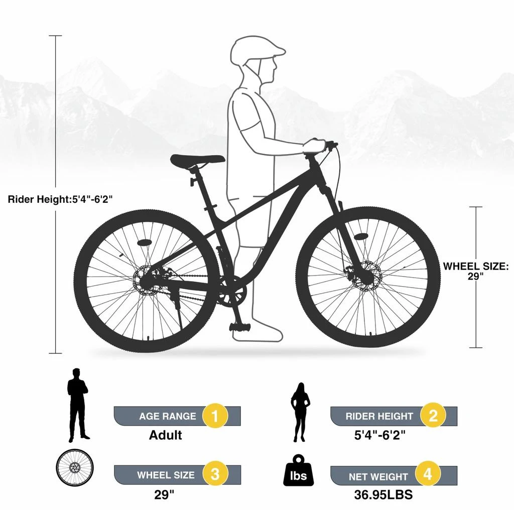 Streamdale Furniture Streamdale 29 Inch Wheels Single Speed Mountain Bike, for Men Women Boys and Girls, Front Suspension, Steel Frame 5
