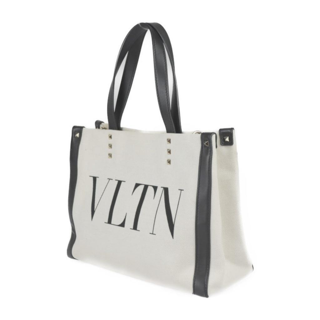 Valentino Canvas Leather Handbag Shoulder Bag Tote Bag (Pre-Owned)