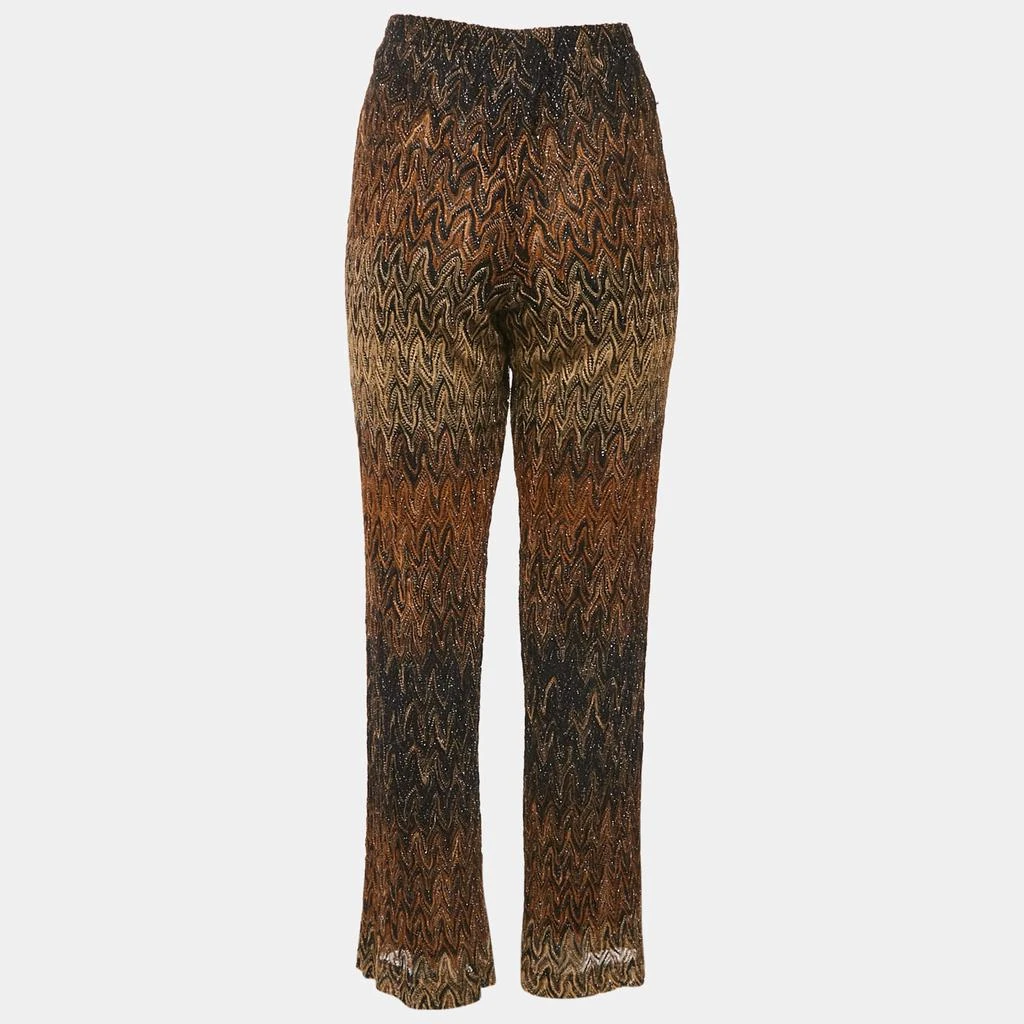 Missoni Missoni Brown Patterned Lurex Knit Flared Trousers M 2