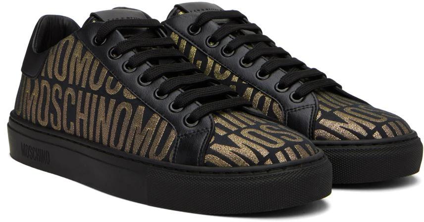Moschino Black & Gold Allover Logo Sneakers 4