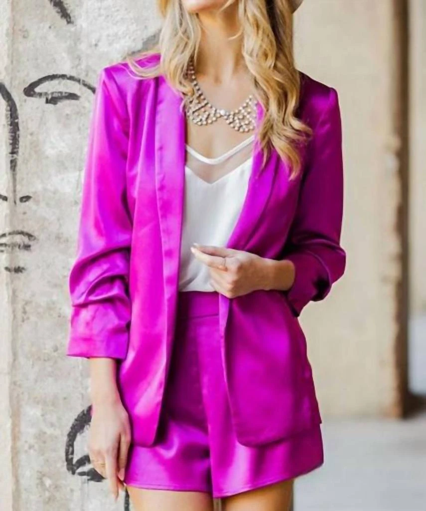 eesome Katia Satin Shawl Blazer In French Rose