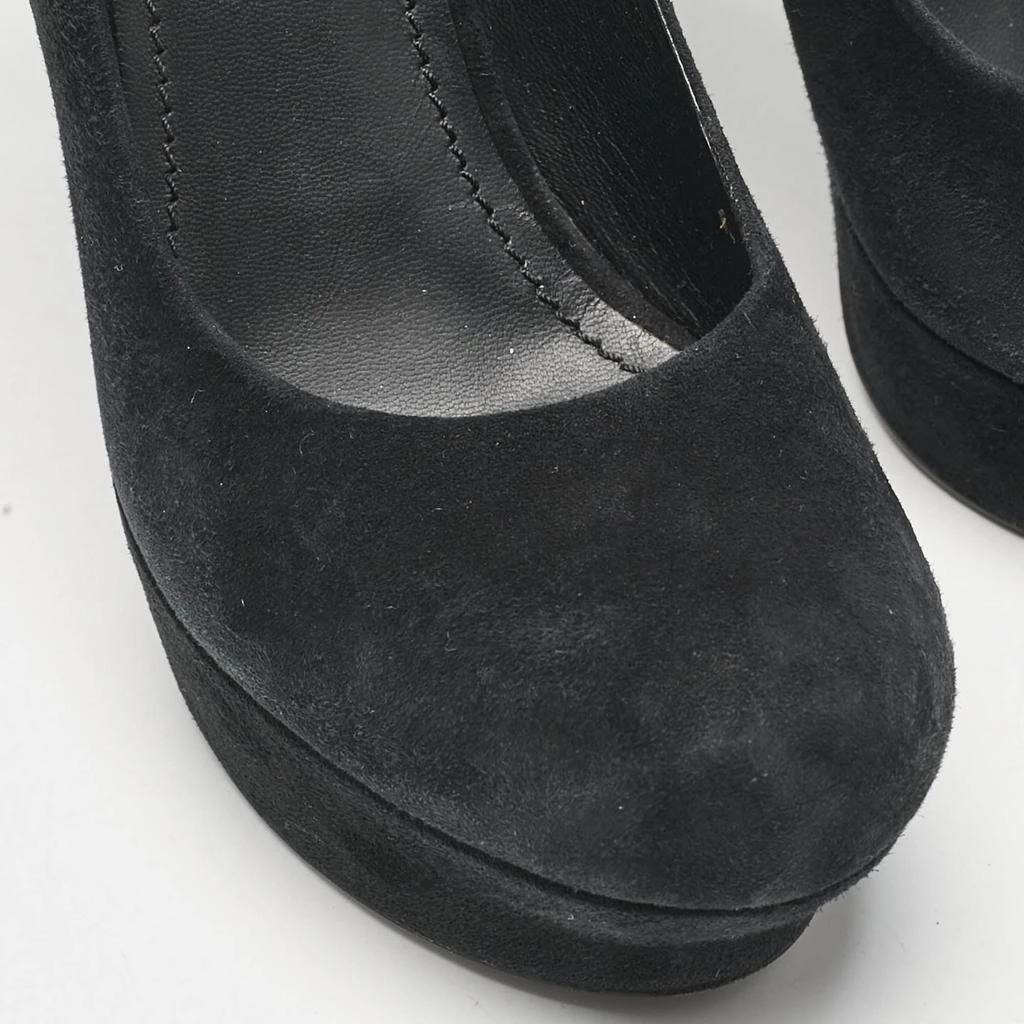 Yves Saint Laurent Saint Laurent  Black Fur and Suede Platform Pumps Size 39 7
