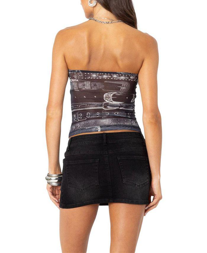 Edikted Layered Belt Mesh Tube Top
