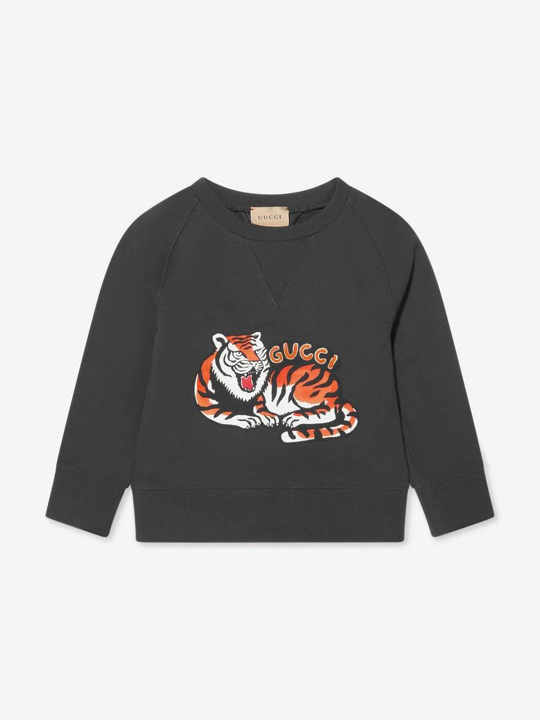 Gucci Gucci Kids Tiger Logo Sweatshirt in Grey 1