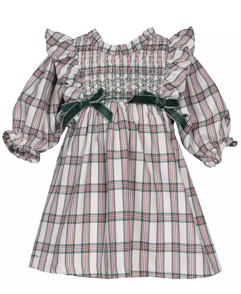 Bonnie Baby Baby Girls Three Quarter Sleeved Plaid Dress 1