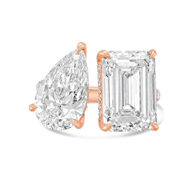 Diana M Jewels 14KT ROSE GOLD 2 STONE LAB GROWN DIAMOND FASHION RING WEIGHING 3.00 CTS TW