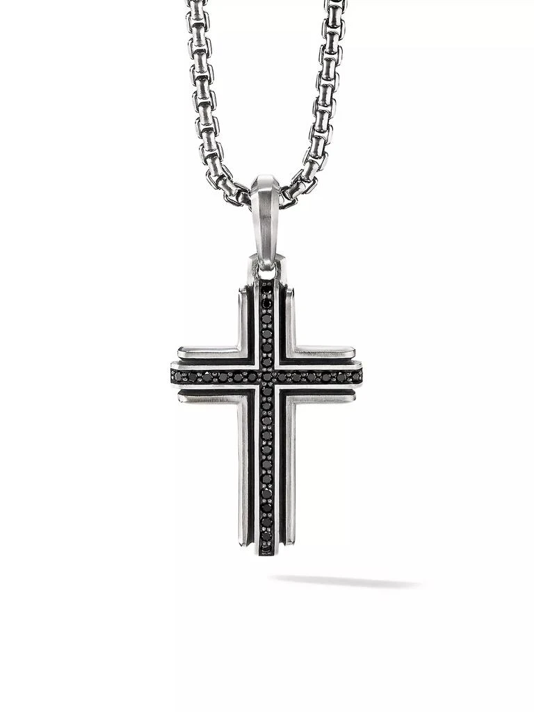 David Yurman Pavé Black Diamond Sterling Silver Deco Cross Pendant 1