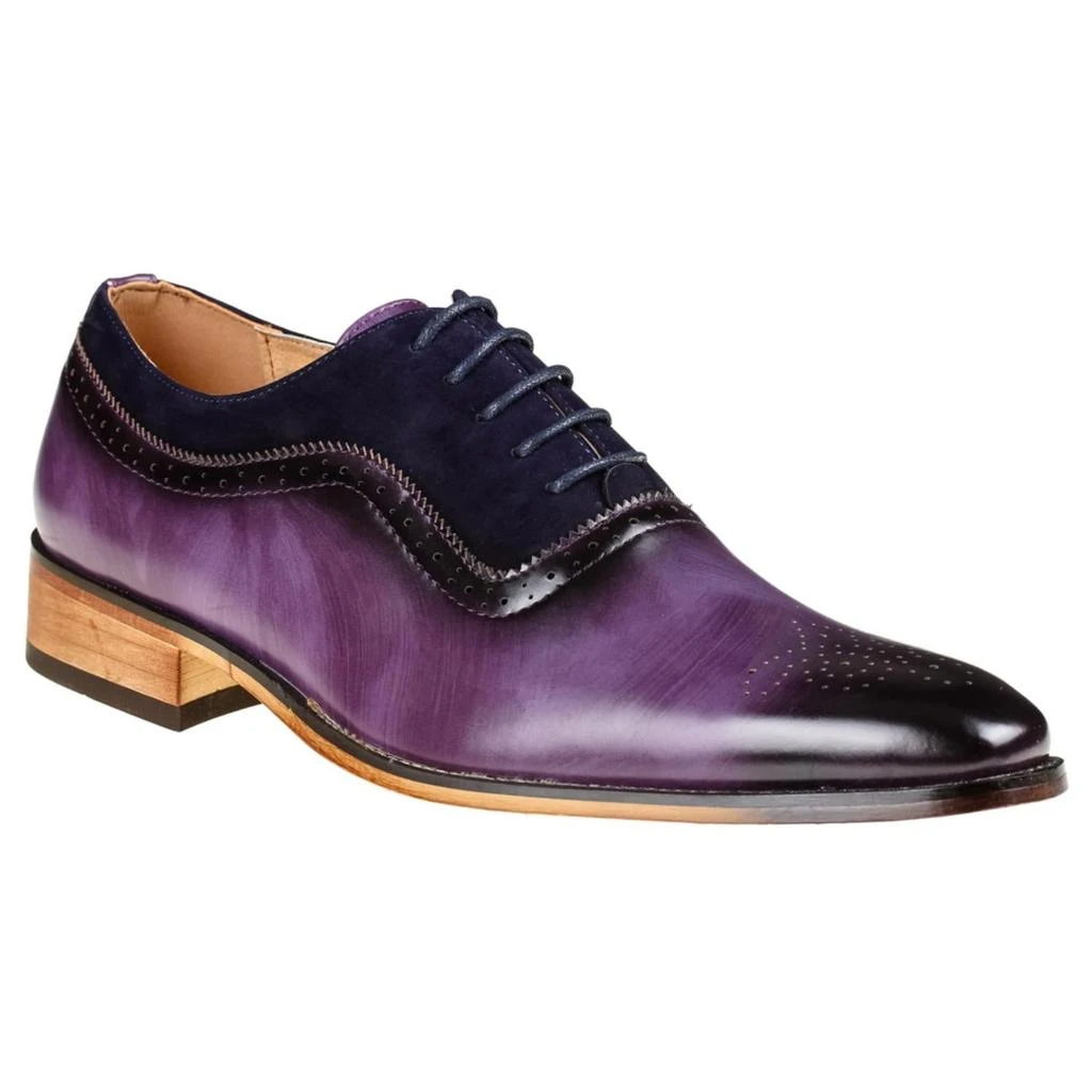 Gino Vitale Men's Lace Up Medallion Toe Dress Shoes 1