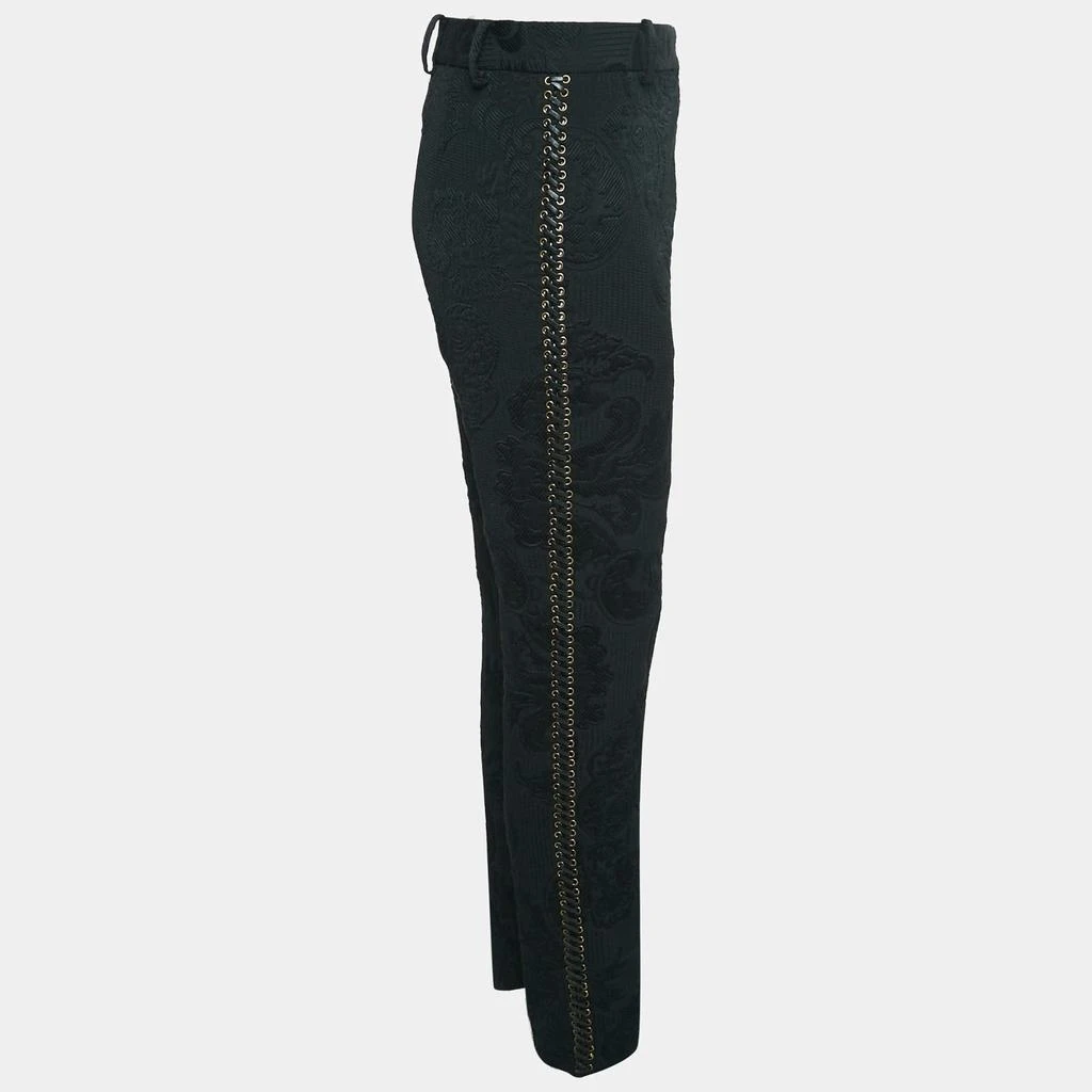 Salvatore Ferragamo Salvatore Ferragamo Black Floral Jacquard Lace-Up Trousers M 2