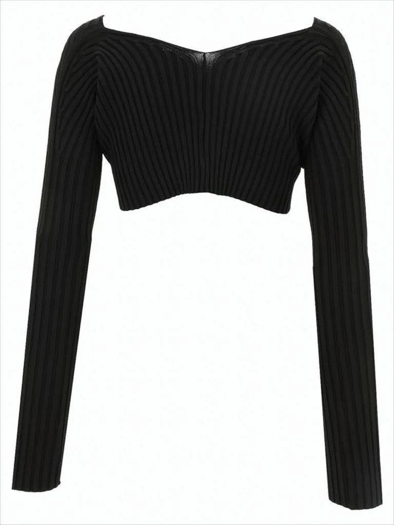 Jacquemus Ribbed Cropped Cardigan with Off-Shoulder Neckline 2