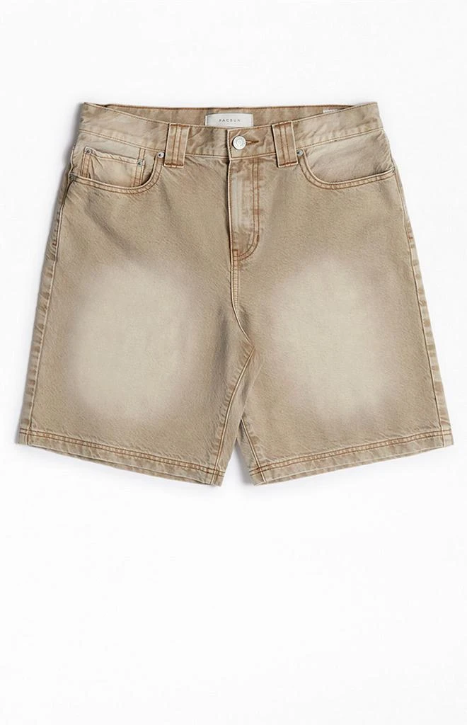PacSun Khaki Baggy Denim Shorts 1