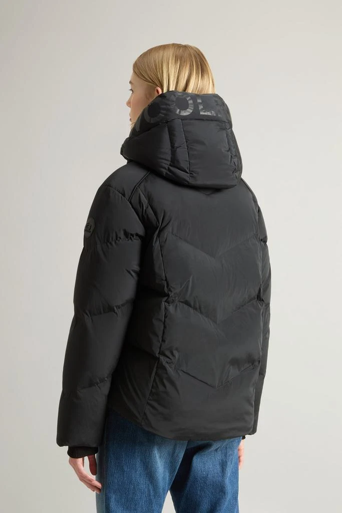 Woolrich Short Alsea Down Jacket in Stretch Nylon with Detachable Hood - Women - Black 3