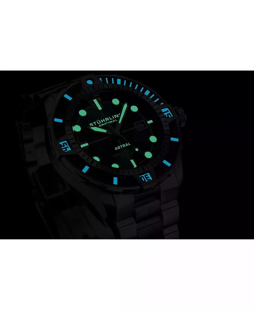 Stuhrling Men s Astral Diver 44mm Swiss Automatic Watch, Teal Dial, Stainless Steel Bracelet, Rotating Bezel, 200M Water Resistant 4
