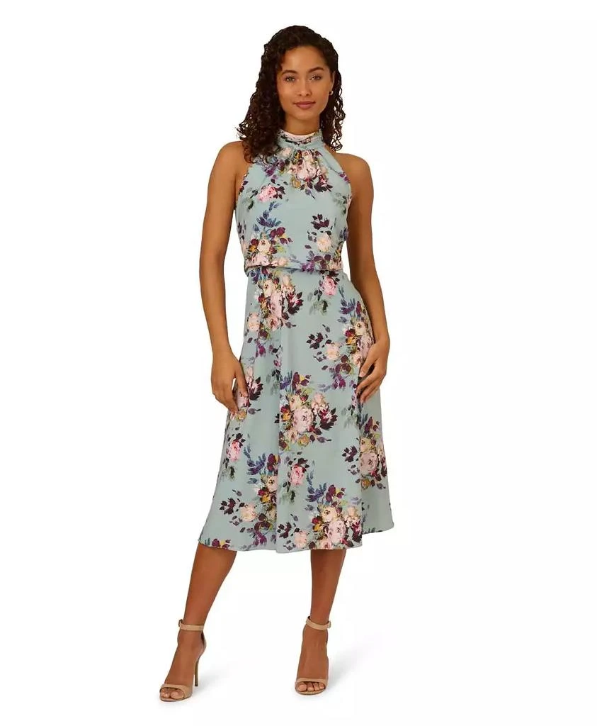 Adrianna Papell Women's Halter Chiffon Midi Dress 1