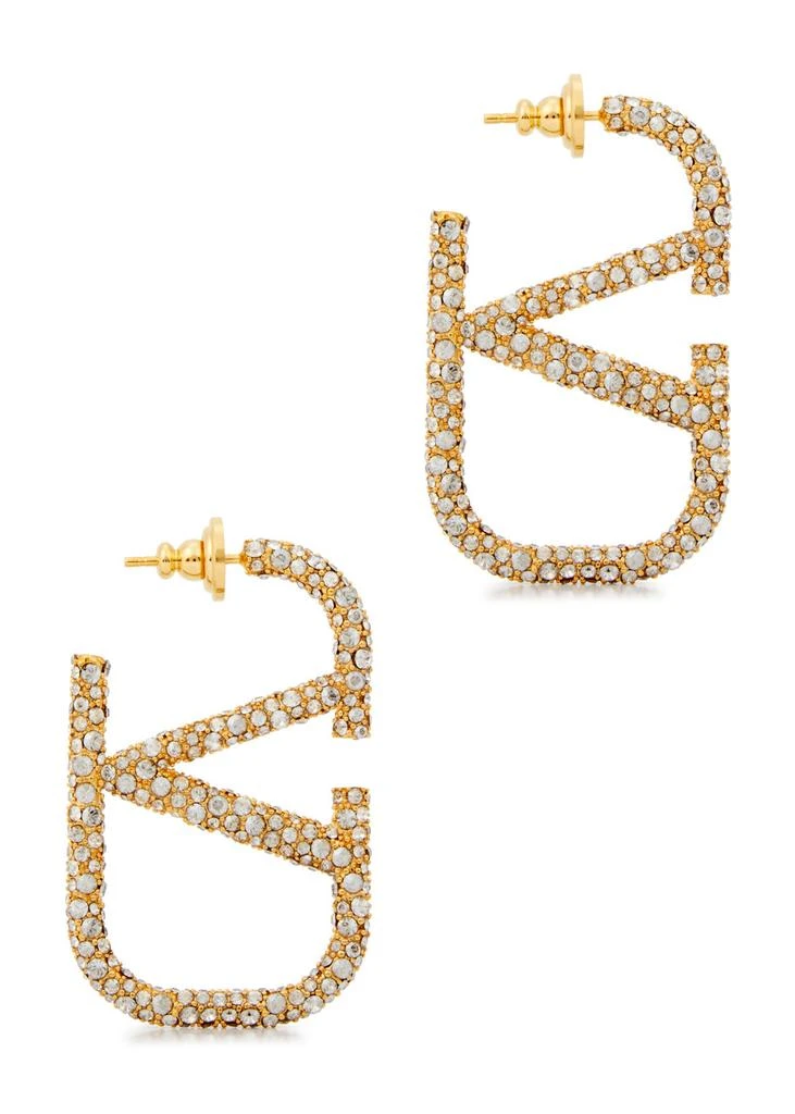 Valentino VLogo crystal-embellished hoop earrings 1