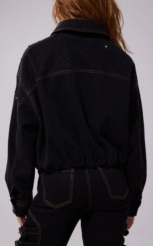 AZALEA WANG Safina Black Embellished Denim Jacket 4
