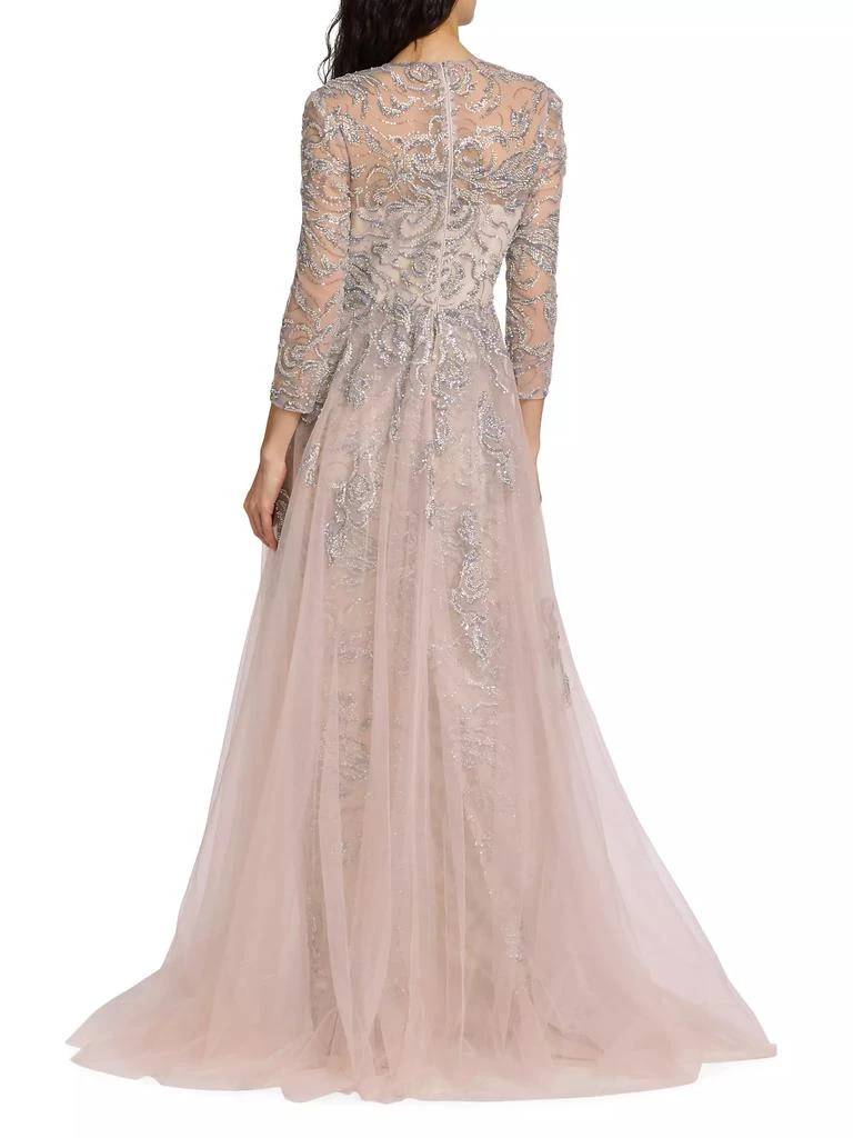 Teri Jon Embellished Tulle A-Line Gown Dresses Skirts Free