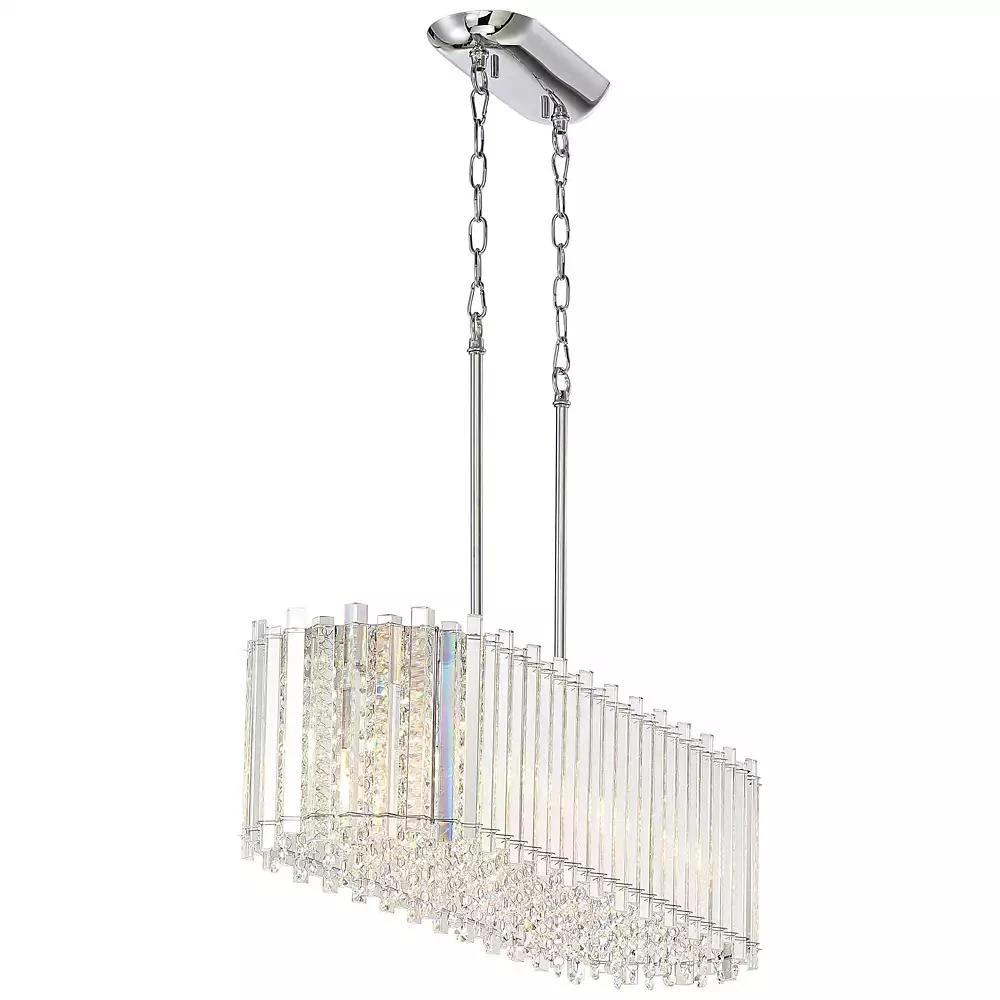 Possini Euro Design Mirabell Chrome Linear Island Pendant Chandelier 34" Wide Modern LED Clear Glass Crystal 6-Light Fixture for Dining Room Kitchen 3