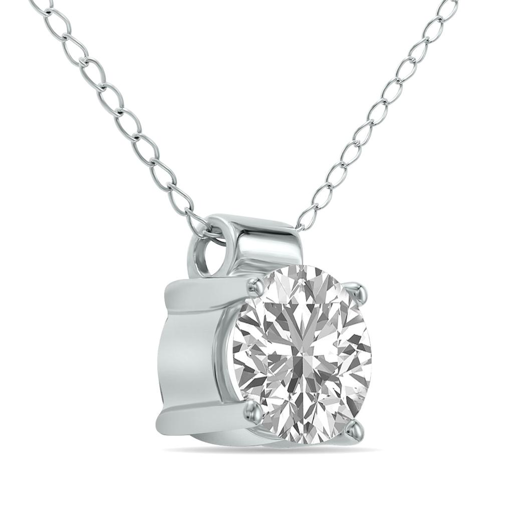 SSELECTS Lab Grown 1 Carat 4 Prong Diamond Solitaire Pendant In 14K White Gold