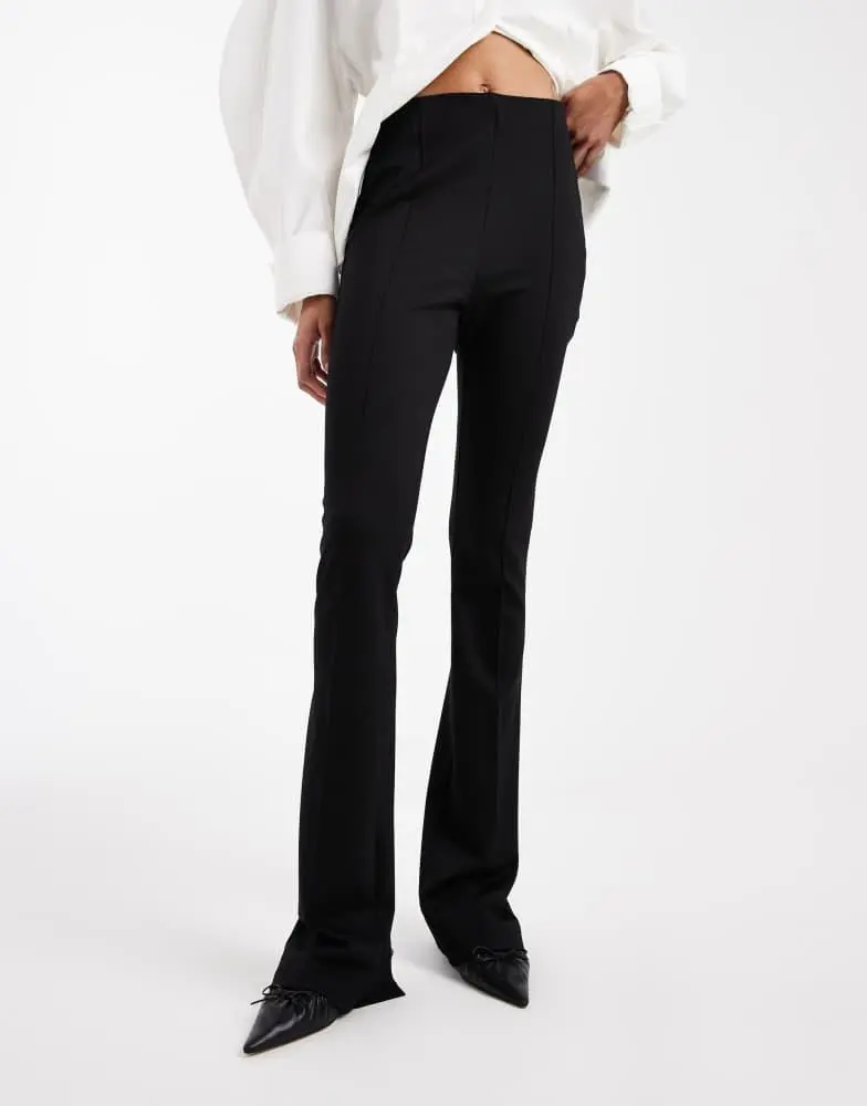 ASOS ASOS DESIGN Tall tailored skinny ponte trousers with split in black 3