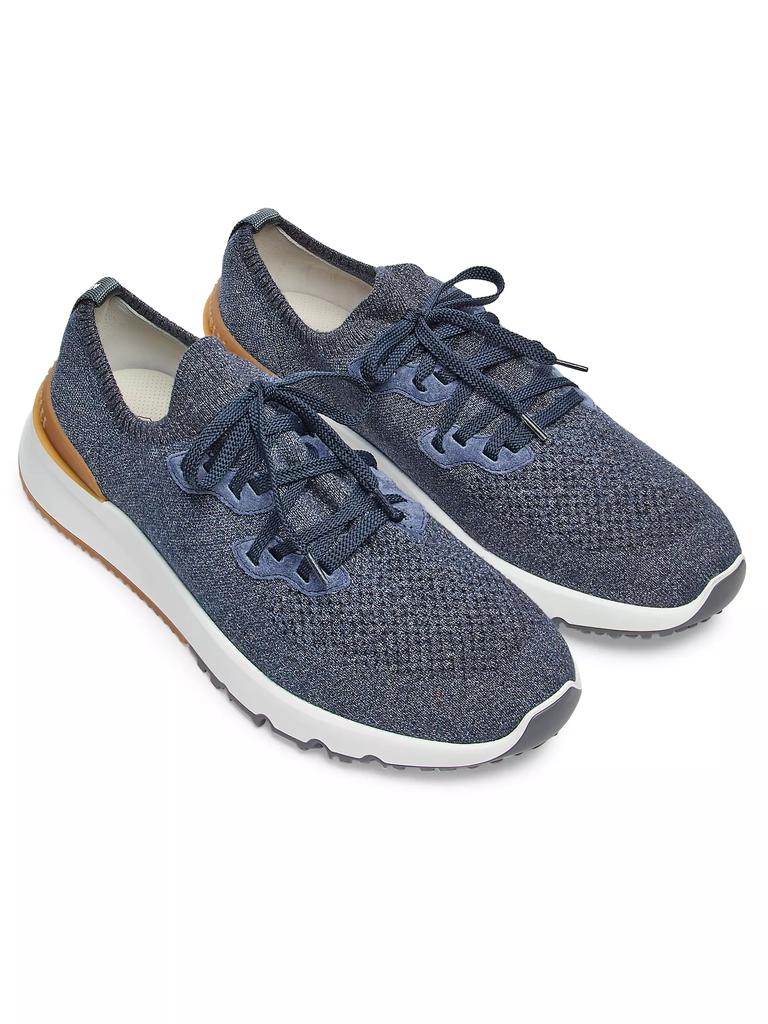 Brunello Cucinelli Stretch-Knit Low-Top Sneakers BLUE 40-7