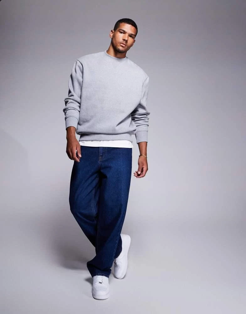 ASOS ASOS DESIGN premium heavyweight oversized sweatshirt 400gsm in grey marl 3