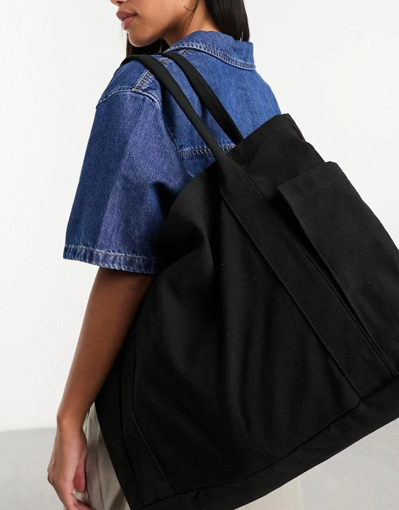 ASOS ASOS DESIGN oversized heavyweight canvas tote bag in black 4