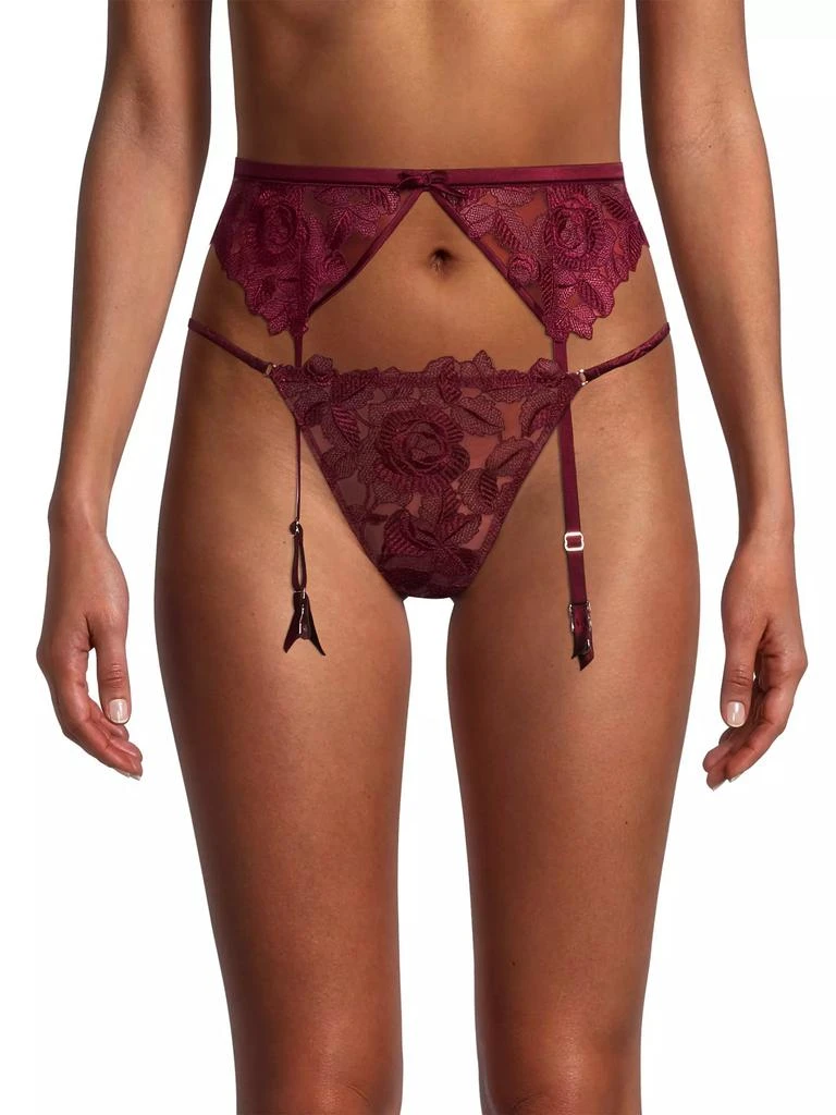 Fleur du Mal Rose Embroidery Garter 3