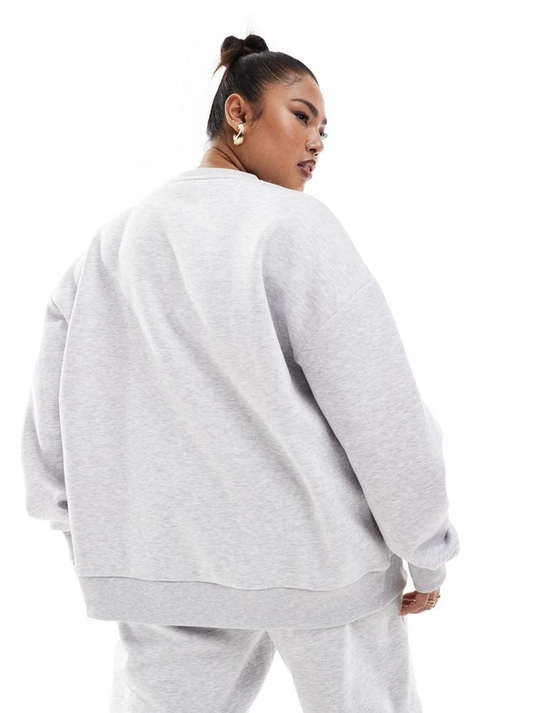 ASOS WEEKEND COLLECTIVE Weekend Collective Curve sweat with varsity logo in grey marl 4